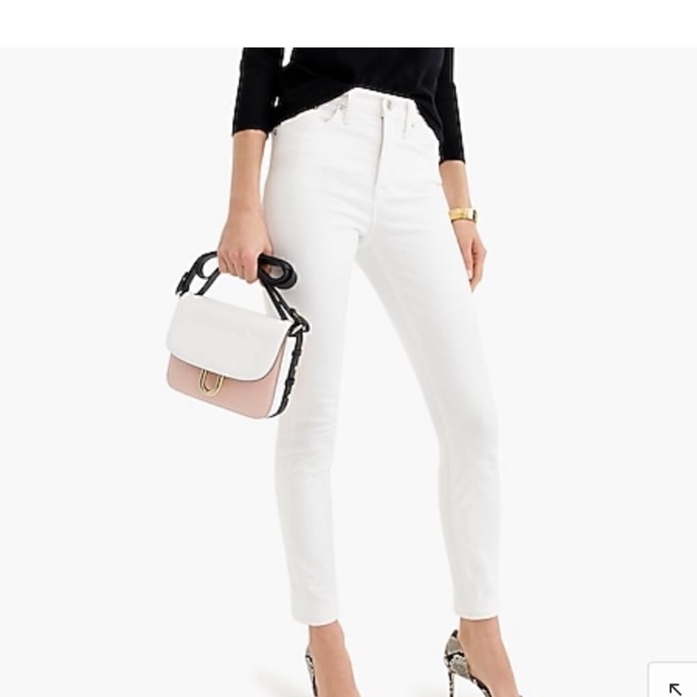 J. Crew 9" high-rise toothpick jean in white